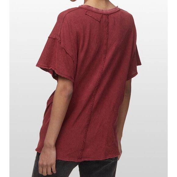 Free People Tops - We The Free Y2K Oversized Free people Riley Tee burgundy Medium A004012
